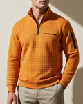 Tyson Textured Quarter-Zip Waffle Knit Pullover for Men