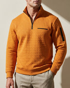 Tyson Textured Quarter-Zip Waffle Knit Pullover for Men