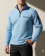 Tyson Textured Quarter-Zip Waffle Knit Pullover for Men