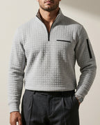 Tyson Textured Quarter-Zip Waffle Knit Pullover for Men