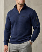 Tyson Textured Quarter-Zip Waffle Knit Pullover for Men