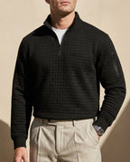 Tyson Textured Quarter-Zip Waffle Knit Pullover for Men