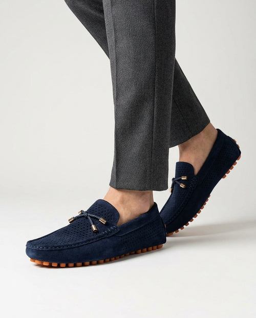 Alfie Perforated Suede Leather Driving Loafers for Men