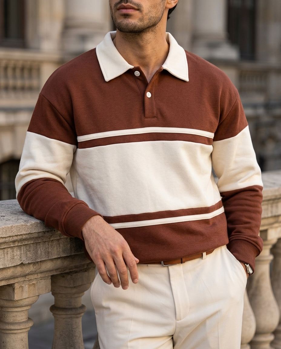 Samuel Stylish Striped Cotton Polo Sweater for Men