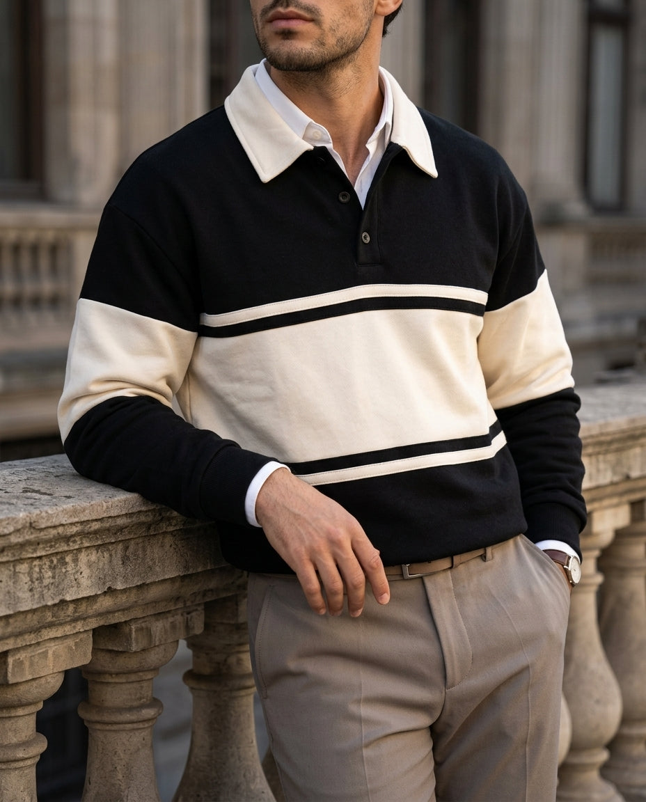 Samuel Stylish Striped Cotton Polo Sweater for Men