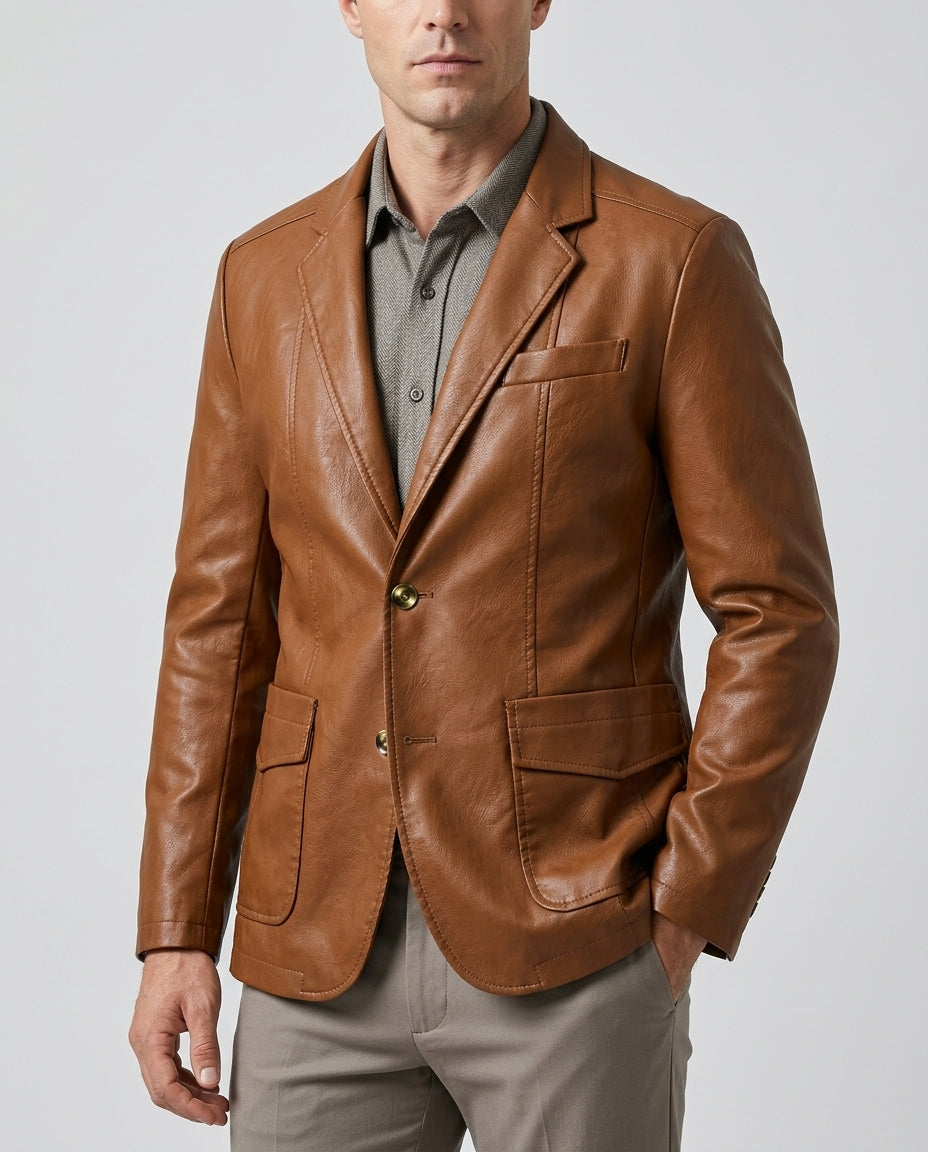 Mason Tailored Leather Blazer Jacket for Men
