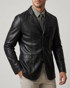 Mason Tailored Leather Blazer Jacket for Men