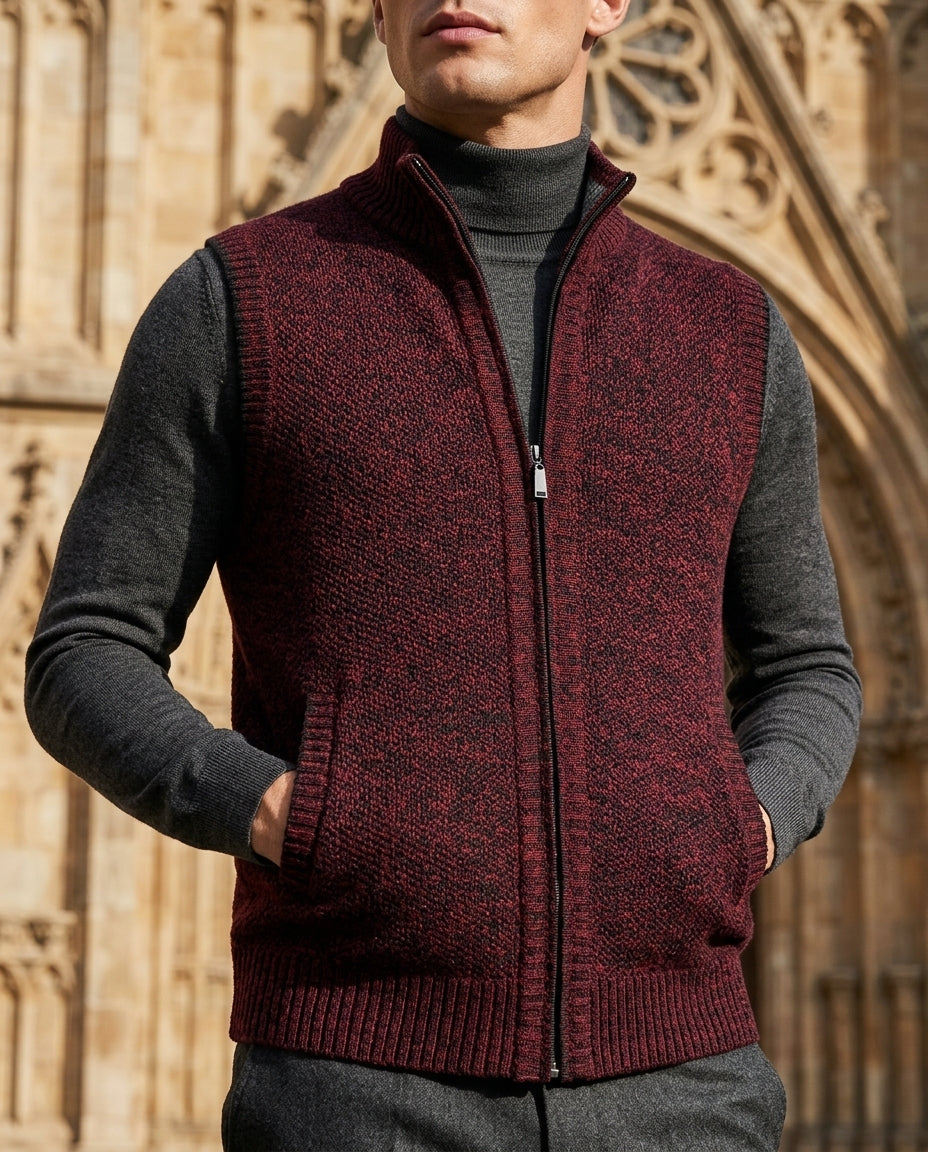 Willard Wool Full-Zip Sweater Vest for Men