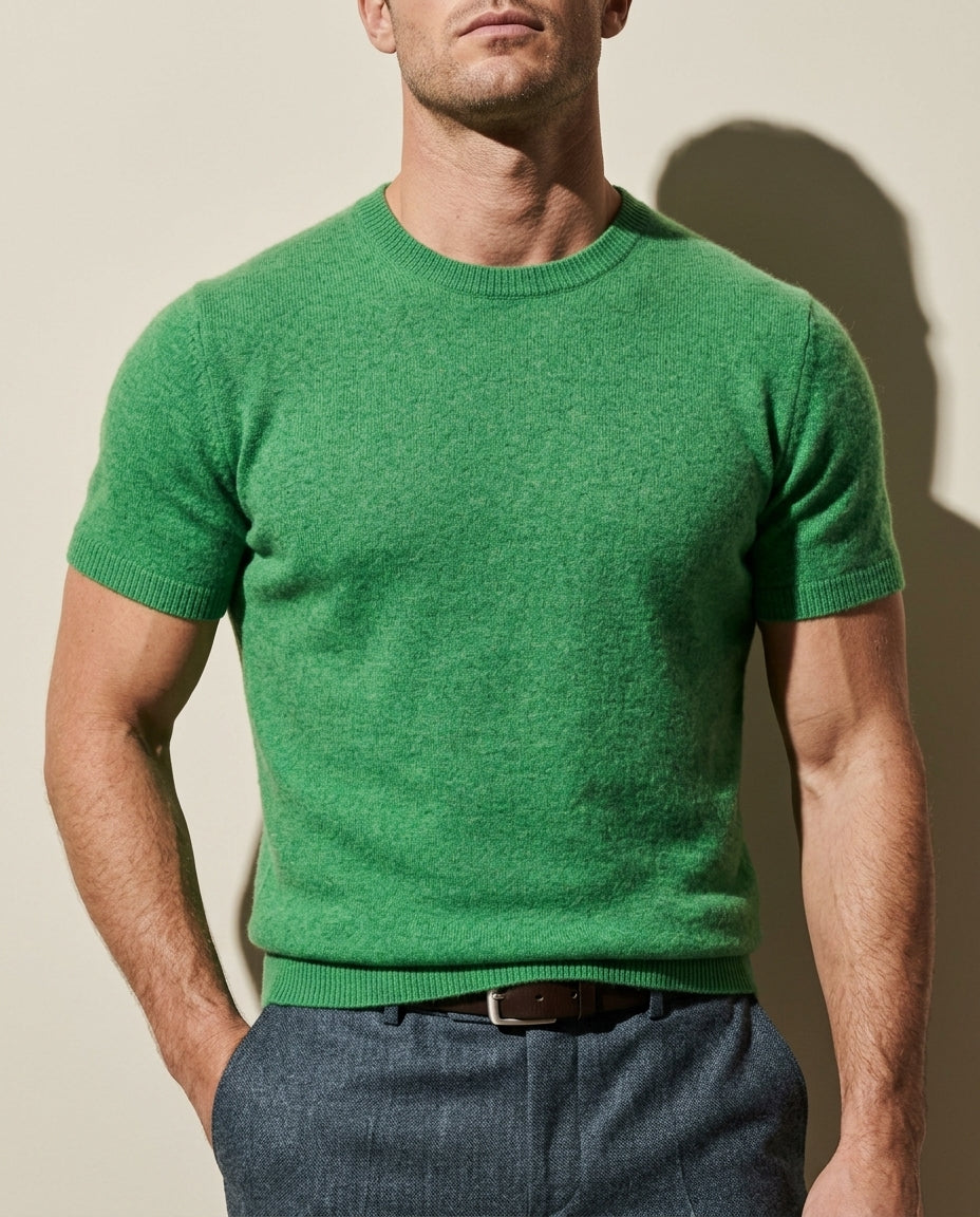 Colby Cashmere Short-Sleeve Sweater Tee for Men