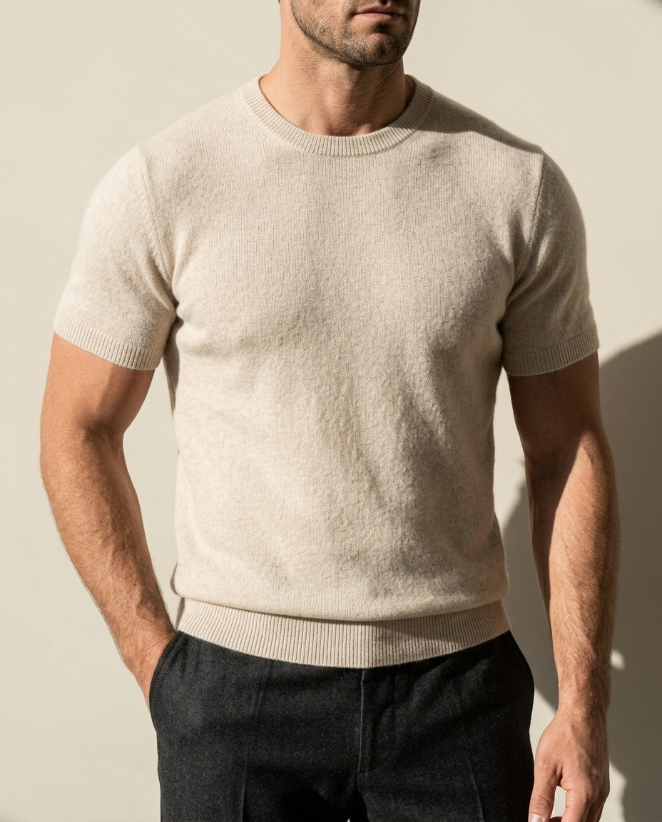 Colby Cashmere Short-Sleeve Sweater Tee for Men