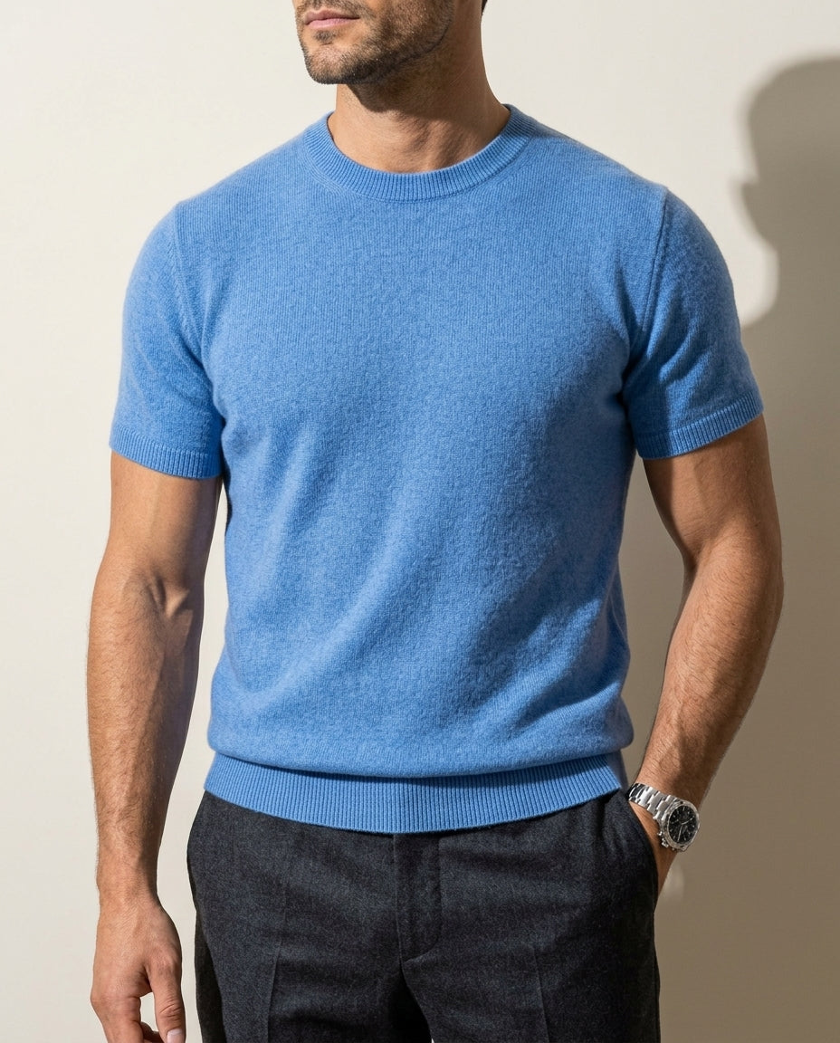 Colby Cashmere Short-Sleeve Sweater Tee for Men
