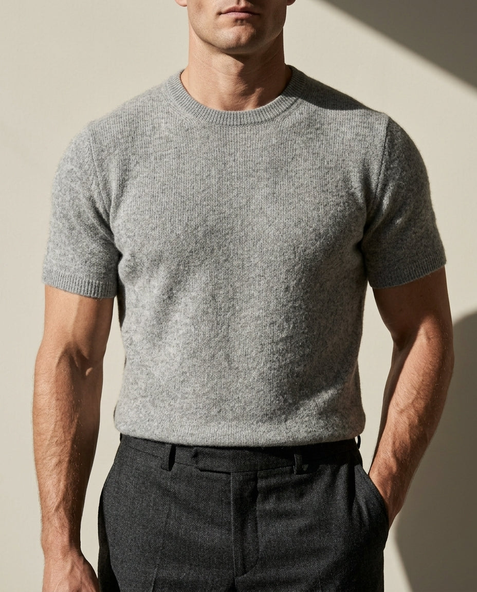 Colby Cashmere Short-Sleeve Sweater Tee for Men