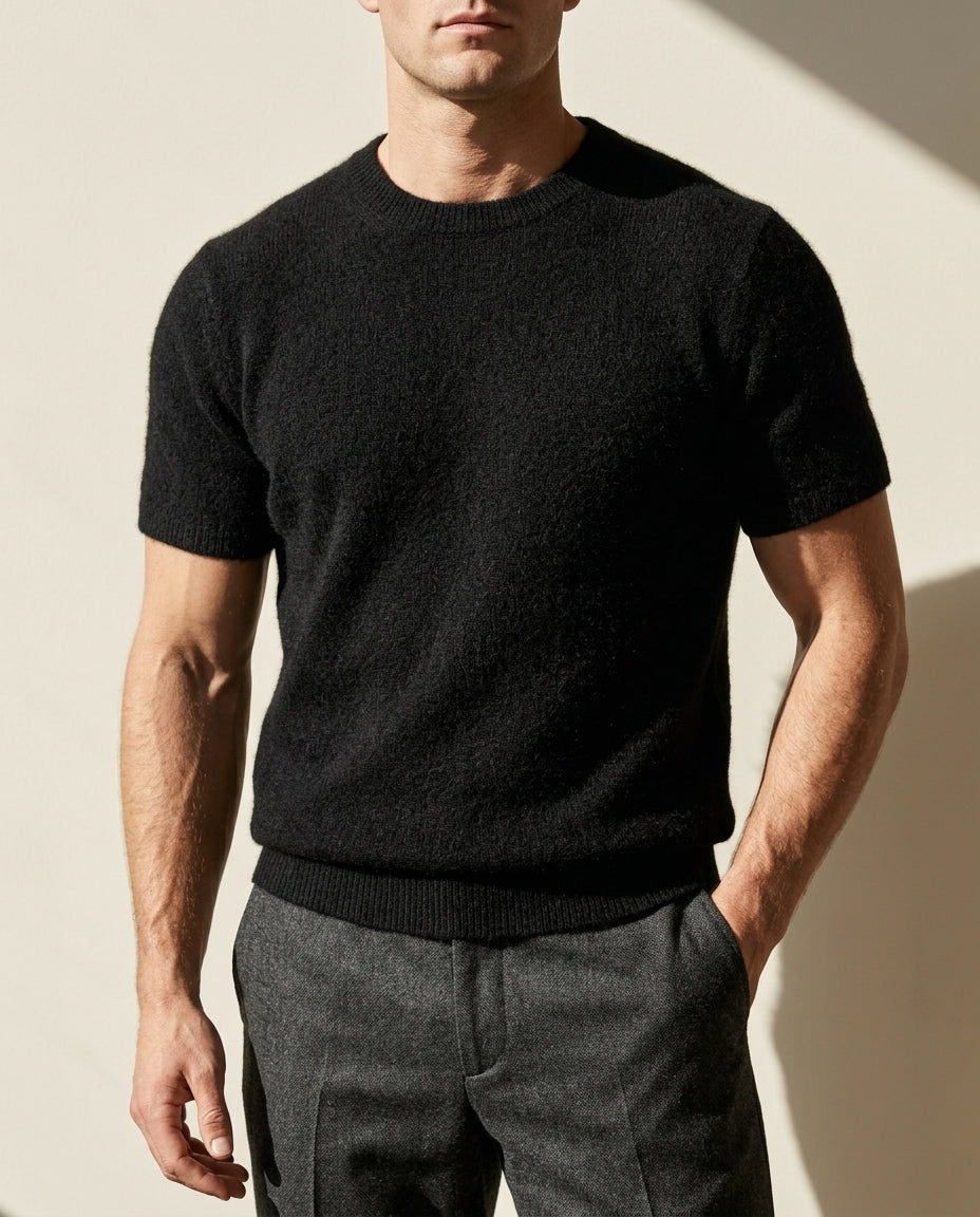 Colby Cashmere Short-Sleeve Sweater Tee for Men