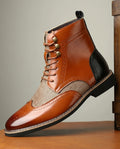 Nicholas Classic Leather Wingtip Brogue Boots for Men