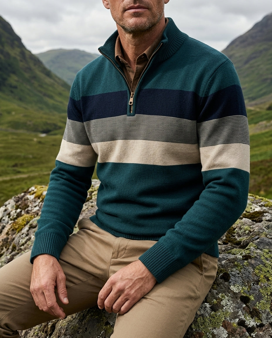 Samuel Striped Quarter-Zip Pullover Sweater for Men