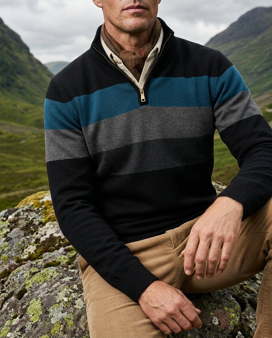 Samuel Striped Quarter-Zip Pullover Sweater for Men