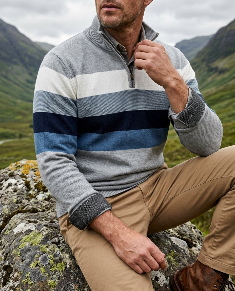 Samuel Striped Quarter-Zip Pullover Sweater for Men