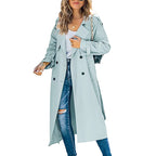 Kensington Women's Double Breasted Belted Long Trench Coat