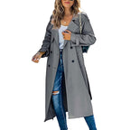 Kensington Women's Double Breasted Belted Long Trench Coat