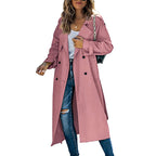 Kensington Women's Double Breasted Belted Long Trench Coat