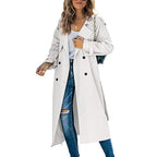 Kensington Women's Double Breasted Belted Long Trench Coat